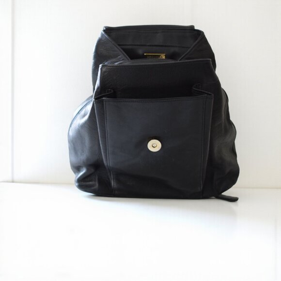 Perlina Vintage Leather Backpack β Black β Adjustable Straps β Excellent Conditi - Picture 6 of 7